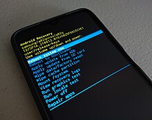 A Samsung Galaxy A02s booted into recovery mode Android System Recovery (Galaxy A02s, Android 12).jpg