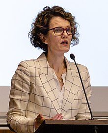 Annelise Riles at a conference of Positive Money Europe in Brussels (23 May 2018). Annelise Riles.jpg