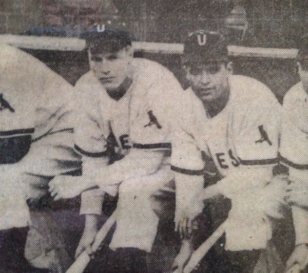 Ashburn and Nick Picciuto as members of the Utica Blue Sox in 1945