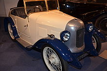 Swallow body on an Austin Seven chassis by Swallow Coachbuilding Company which became Jaguar Cars
Many coachbuilt chassis would come with all lights, standard instruments and their panel, engine cover, mudguards and running boards and spare wheel(s) Austin 7 Swallow at Coventry Motor Museum.jpg