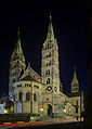 * Nomination Bamberg cathedral at night --Berthold Werner 14:53, 10 April 2010 (UTC) * Promotion  Comment There's an awful lot of perspective distortion. The steeple looks like it's falling over backwards. --Fred the Oyster 18:45, 10 April 2010 (UTC) Support Its OK,details good enough, distortion not problem. I miss metafile. --PetarM 18:06, 11 April 2010 (UTC)