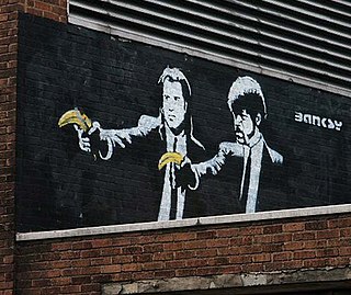 <i>Pulp Fiction</i> (Banksy) Work by stencil graffiti artist Banksy