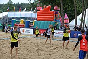 Deutsch: Beachhandball Europameisterschaften 2019 (Beach handball Euro); Tag 5: 6. Juli 2019 – Männer, Platzierungsspiel für die Ränge 5–8, Frankreich-Deutschland 0:2 (18:22, 16:19) English: Beach handball Euro; Day 5: 6 July 2019 – Placement Match/Cross Match for rank 5–8 Men – Frankreich-Deutschland 0:2 (18:22, 16:19)