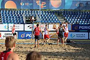 Deutsch: Beachhandball Europameisterschaften 2019 (Beach handball Euro); Tag 4: 5. Juli 2019 – Männer, Viertelfinale, Russland-Polen 2:0 (30:22, 19:18) English: Beach handball Euro; Day 4: 5 July 2019 – Quarter Final Men – Russia-Poland 2:0 (30:22, 19:18)