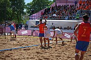 Deutsch: Beachhandball bei den Olympischen Jugendspielen 2018 in Buenos Aires; Tag 7, 13. Oktober 2018; Jungen, Halbfinale – Spanien-Kroatien 2:1 English: Beach handball at the 2018 Summer Youth Olympics in Buenos Aires at 13 October 2018 – Boys Semifinal – Spain-Croatia 2:1 Español: Handball de playa en los Juegos Olimpicos de la Juventud Buenos Aires 2018 en 13 de octubre de 2018 – Semifinales de chicos - España-Croacia 2:1