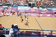 Deutsch: Beachhandball bei den Olympischen Jugendspielen 2018; Tag 3, 9. Oktober 2018; Jungs, Vorrunde, Gruppe B - Argentinien-Hongkong 2:0 English: Beach handball at the 2018 Summer Youth Olympics at 9 October 2018 – Girls Preliminary Round Group B – Argentina-Hing Kong 2:0