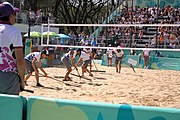 Deutsch: Beachvolleyball bei den Olympischen Jugendspielen 2018; Tag 11, 17. Oktober 2018; Jungen,Finale – Niederlande (Matthew Immers/Yorick de Groot)-Schweden (David Åhman/Jonatan Hellvig) 0:2 (20–22/15–21) English: Beach volleyball at the 2018 Summer Youth Olympics at 17 October 2018 – Final – Netherlands (Matthew Immers/Yorick de Groot)-Sweden (David Åhman/Jonatan Hellvig) 0:2 (20–22/15–21)