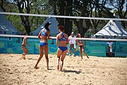 Deutsch: Beachvolleyball bei den Olympischen Jugendspielen 2018; Tag 8, 14. Oktober 2018; Mädchen, Achtelfinale – Mexiko-China 0:2 (15–21/16–21) English: Beach volleyball at the 2018 Summer Youth Olympics at 14 October 2018 – Girls Round of 16 – Mexico-China 0:2 (15–21/16–21)