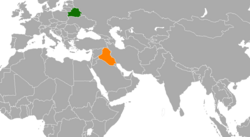 Карта, показваща местоположенията на Беларус и Ирак