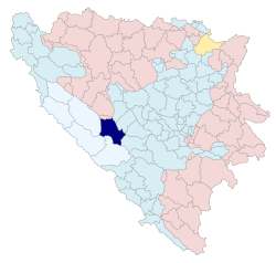 Kupres'in Bosna-Hersek'teki konumu