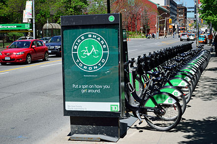 Bike Share Toronto rack near the Toronto City Hall.