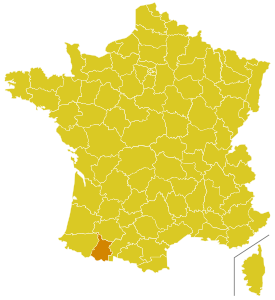 Kaart van het bisdom Tarbes en Lourdes