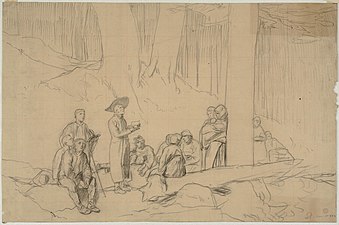 Étude pour les Pèlerins du mont Sainte-Odile (vers 1863), cabinet des estampes et des dessins de Strasbourg.