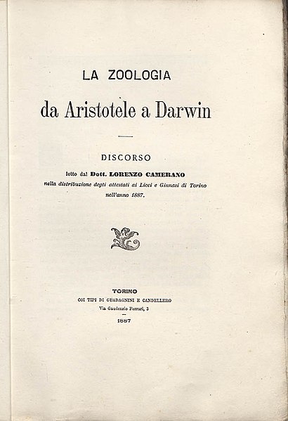 File:Camerano, Lorenzo – Zoologia da Aristotele a Darwin, 1887 – BEIC 685695.jpg