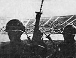 1973년 칠레 쿠데타 과정에서 경기장에 진입하여 경계를 서고 있는 칠레 군인들