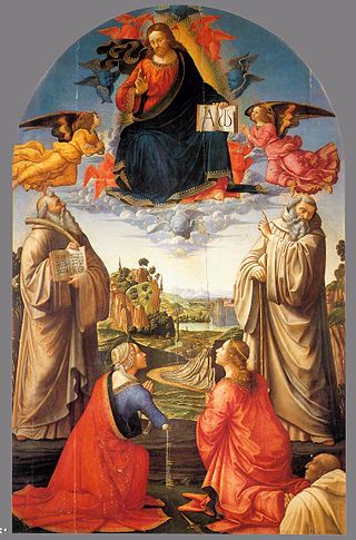 <i>Christ in Glory with Four Saints and a Donor</i> Painting by Domenico Ghirlandaio and his studio