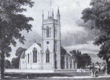 A print depicting the Church of St John the Baptist as it appeared in 1833. Church of St John the Baptist Leytonstone 1833.png