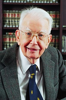 Coase at the University of Chicago Law School Coase profile 2003.jpg