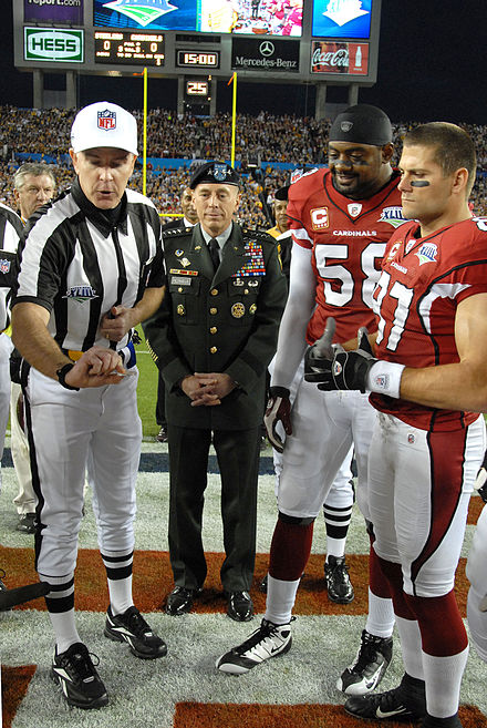 The coin toss at the start of Super Bowl XLIII