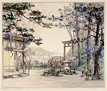 Collina presso Nagasaki, bozzetto di Alexandre Bailly, Marcel Jambon per Madama Butterfly (1906) - Archivio Storico Ricordi ICON000079 - Restoration