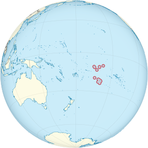 Cook Islands on the globe (small islands magnified) (Polynesia centered).svg