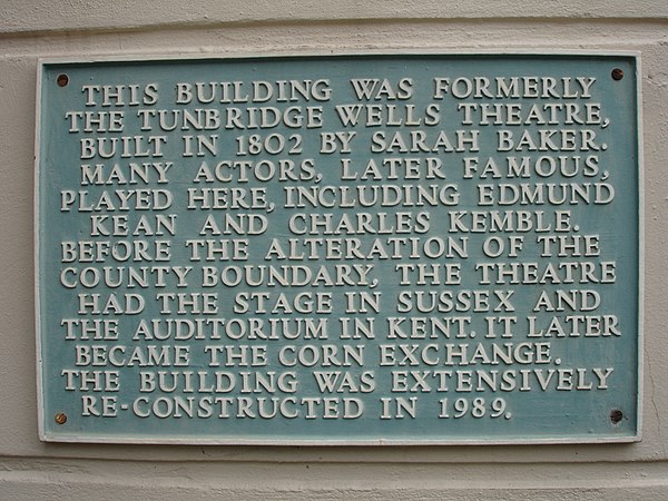 Notice on the Corn Exchange, Royal Tunbridge Wells, mentioning the historic county boundary