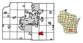 Dane County Wisconsin Incorporated and Unincorporated areas Stoughton Highlighted.svg