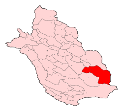 Location of Darab County in Fars province