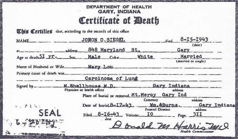 File:Death certificate of John Otto Siegel, front view.jpg