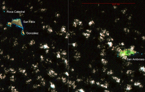 NASA Landsat 7 Pseudo Geocover 2000, Worldwind – San Félix und Nebeninseln oben links