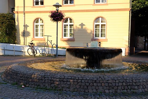 Abendstimmung am Brunnen vor dem Rathaus in Dieburg