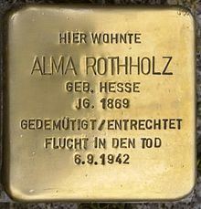 Stolperstein für Alma Rothholz in der Burgstraße 13