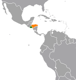 Map indicating locations of El Salvador and Honduras