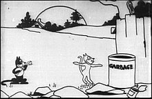 An early version of Felix the Cat (left) in Feline Follies. Felix 1919.jpg