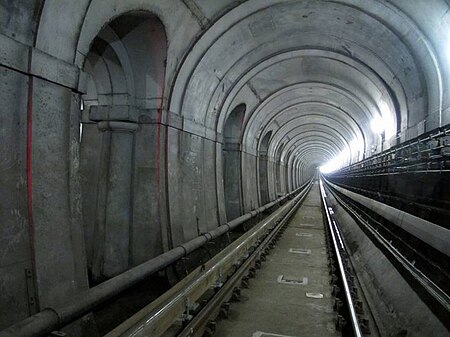 Floodlit Thames tunnel