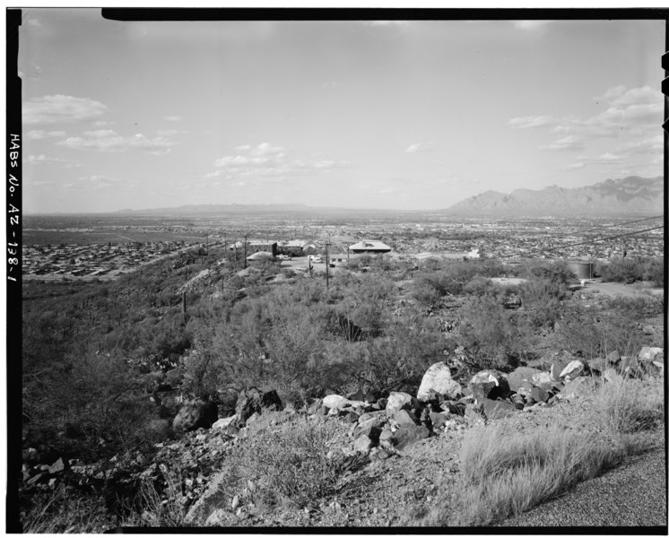 File:GENERAL VIEW OF LABORATORY COMPLEX, TAKEN FROM THE SOUTH - Desert Botanical Laboratory, Tumamoc Hill, Tucson, Pima County, AZ HABS ARIZ,10-TUCSO,31-1.tif