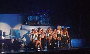 Girls Aloud performing in Glasgow during the Tangled Up Tour (2008)