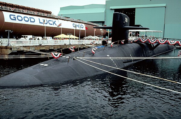 USS Ohio, during her commissioning ceremony in 1981.