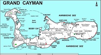 Map of Grand Cayman showing Queen Elizabeth II Botanic Park and Salina Reserve in the East End district of the island GrandCayman.jpg
