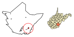 Location of White Sulphur Springs in Greenbrier County, West Virginia
