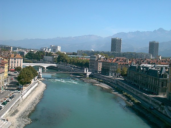 The Isère in the center of Grenoble