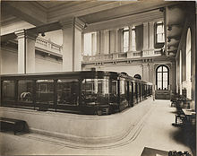 Original interior of First National Bank, ca. 1911, by William H. Rau Ground Floor of First National Bank 2003.903.002.jpg