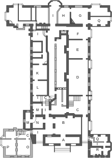 Ground floor plan in the 1880s Ground floor Bramshill House drawing.svg