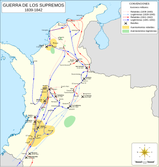 <span class="mw-page-title-main">War of the Supremes</span> 1839–42 civil conflict in the Republic of New Granada