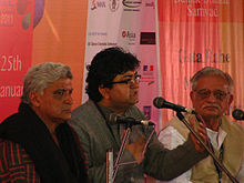 Gulzar, Javed Akhtar, and Prasoon Joshi at Jaipur Literature Festival 2011 Gulzar javedakhtar prasoonjoshi.jpg