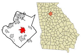 Gwinnett County Georgia Incorporated and Unincorporated areas Lawrenceville Highlighted.svg