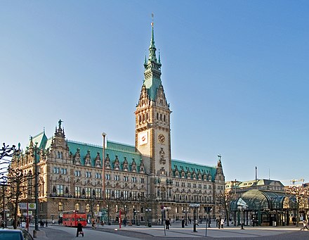 The city hall, one of the major landmarks of Hamburg