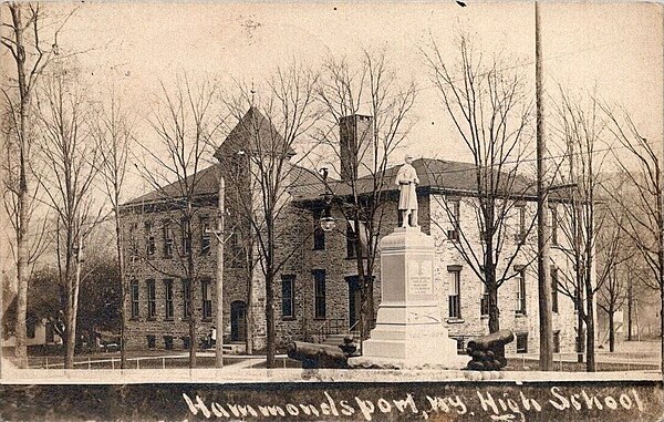 Hammondsport highschool, and Civil War soldier's monument, 1909