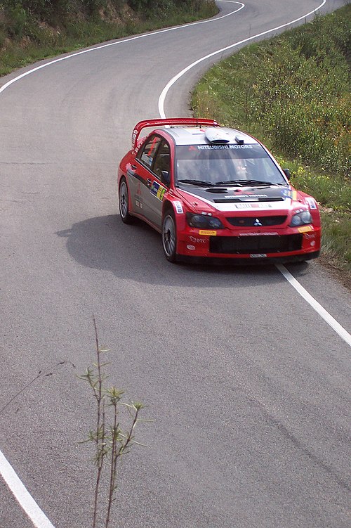 Harri Rovanperä driving on SS9 of the 2005 rally.