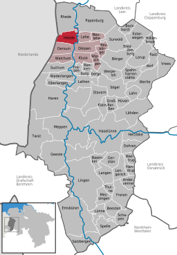 Läget för kommunen Heede i Landkreis Emsland